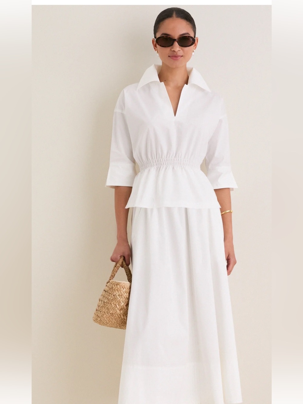 Tuckernuck White Poplin Roberts Top Smocked Waist Size S NWT - Picture 10 of 14